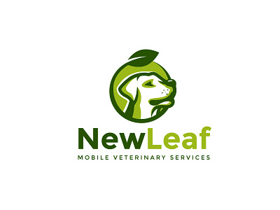 New Leaf dog green leaf logo logodesign veterinary