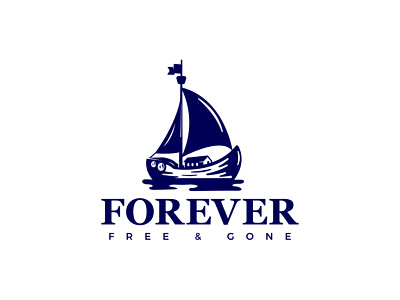 Forever free & gone boat boat logo boats logo design sail sailing sailing ship sea water