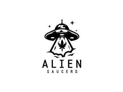 Alien saucers alien cannabis clouds leaf saucers sky stars ufo