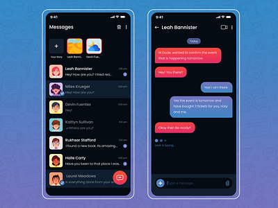 Direct Messaging App app chatbox design messaging app ui uiuxdesign uxdesign