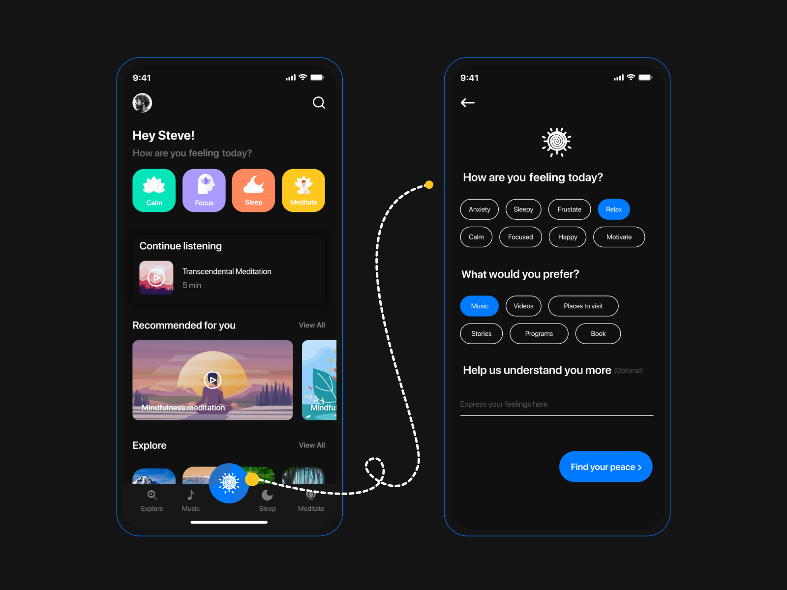 Meditation App UI Concept by Somy Dhyani on Dribbble