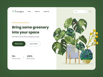 Landing Page - Plant Shop app design landingpage ui uiuxdesign uxdesign website websitedesign