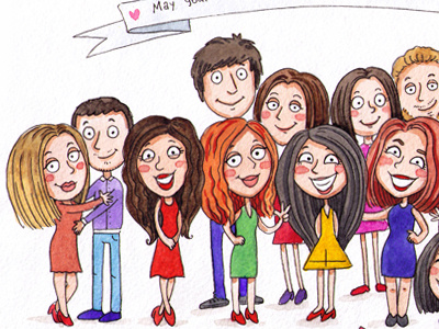 Friends portrait cute friends illustration portrait watercolor