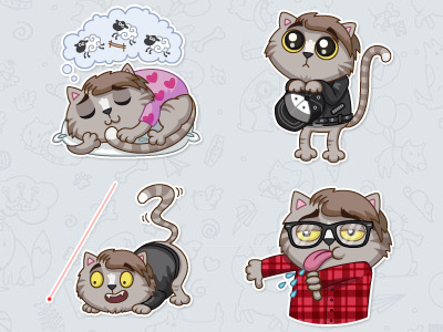 The Hipster Cat sticker set