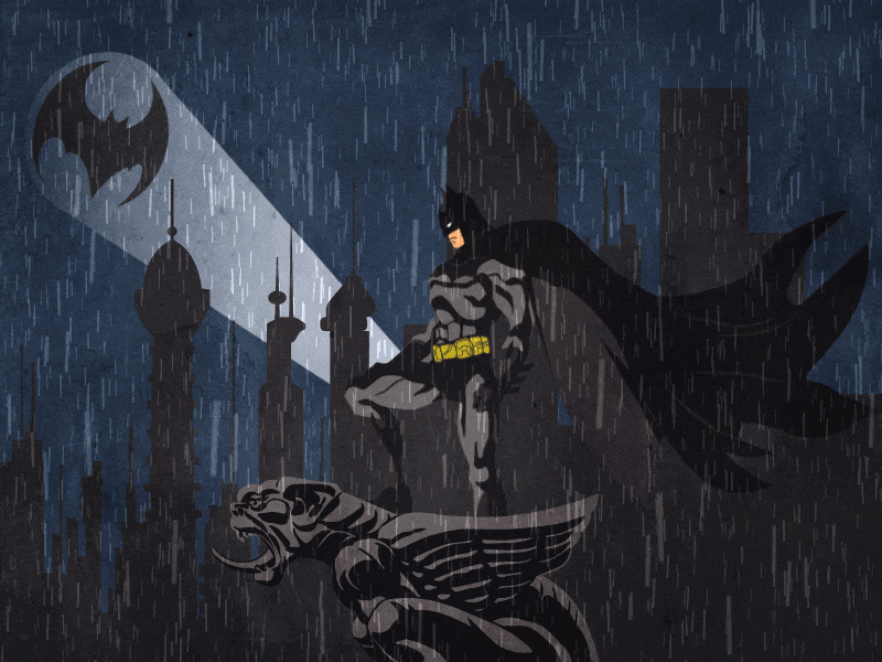 Batman batman city dark knight gotham illustration logo rain