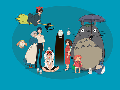 Studio Ghibli Characters anime ghibli hayao miyazaki illustration mononoke spirited away totoro