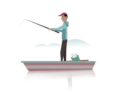 Fisher Man boat design fish graphic illustrations sketch