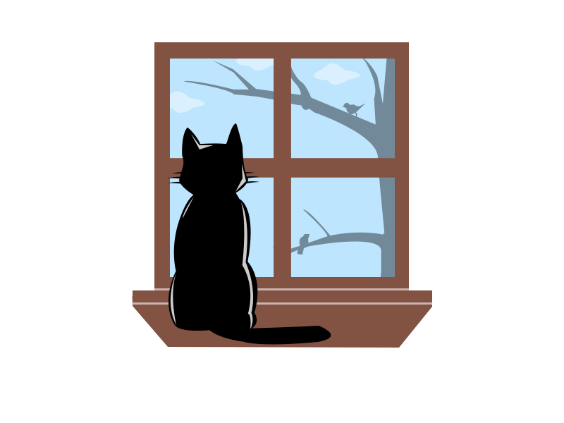 Cat Enjoying cat view design illustration motion shadow window