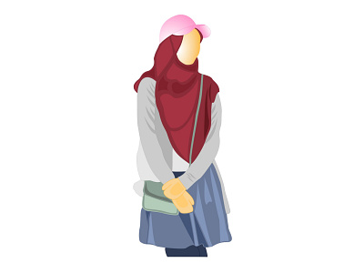 Girl with Hijab Stylish No Face Vector Illustration