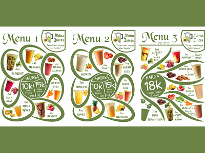 Akina Juices Menu Design beverages branding business coreldraw design food menu design restaurant shape tool vector