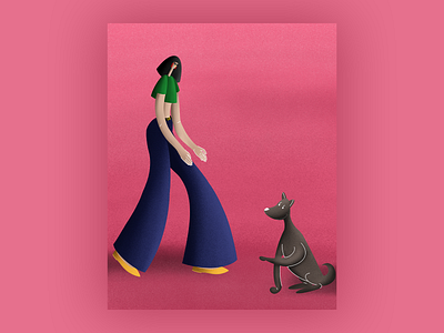 Hello Dribbble! art artwork dog drawing girl illustration illustrator procreate