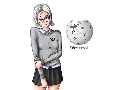 Wikipedia chan anime art anthropomorphism branding character design design digital art fan art illustration