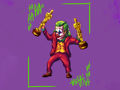 Mini Joker academy awards character design digital art fanart illustration joaquin phoenix joker oscar
