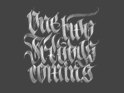 One, two calligraphy lettering