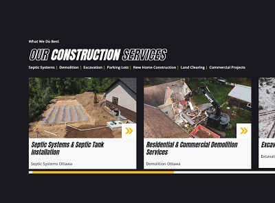 Construction Site Services Section branding construction ui web web design web development website wordpress