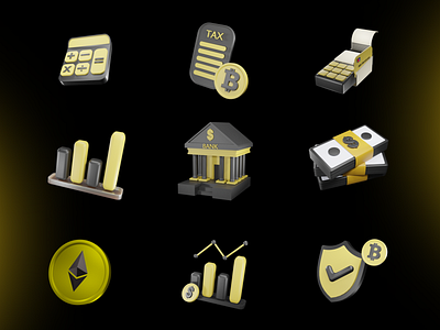 3D Finance & Cryptocurrency Icon Set 3d 3d icon 3d render adobe illustrator adobe photoshop bank bitcoin blender coin crypto cryptocurrency design economy eth finance financial app icon design illustration mobile apps nft