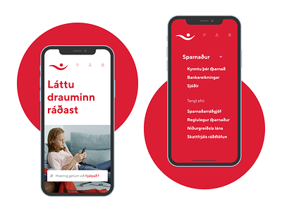 Íslandsbanki – Mobile Front and Menu figma minimal mobile navigation typography web