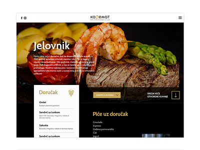 Page for restaurant website