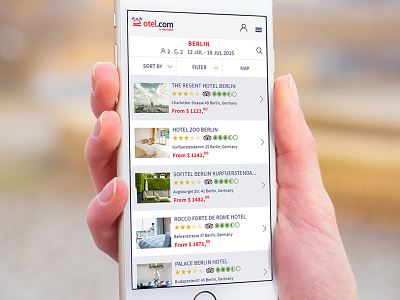 otel.com search result web view booking brand design hotel interface mobile rebranding responsive search travel ui web