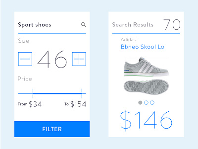 Sport Shoes application clothes fashion filter flat list mobile results search shoes ui widget