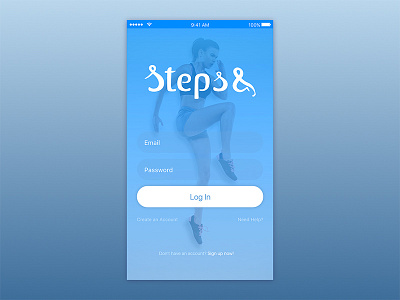 Steps Login android application blue brand gradient grey interface layout login ui