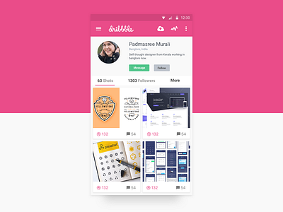 User Profile - DailyUI 06 006 android app appconcept dailyui dribbble dribbleapp instagram material design profile