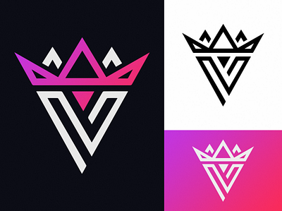 'V' + Crown art branding daily icon illustration logo logomark profile typography vector