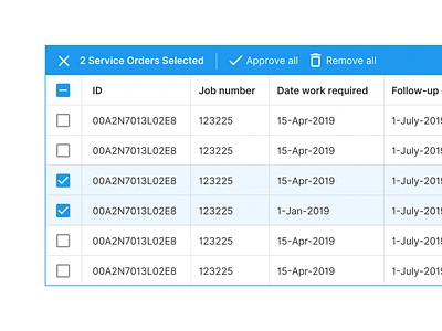 Selectable table rows actions desktop enterprise high density selectable table ui web