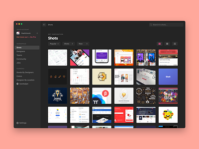 Dribbble Application for macOS application application design dark dribbble dribbble app dribbble ball macos mojave ui ui ux ui ux design ux ui