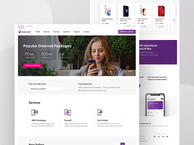 Azercell – Home page concept | Daily Goal Completion azercell mobile telecommunications purple services telecommunications ui ui ux ux