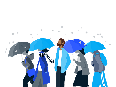 People holding umbrella, walking under the rain.