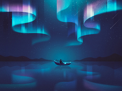 aurora aurora boat illustration illustrator light star