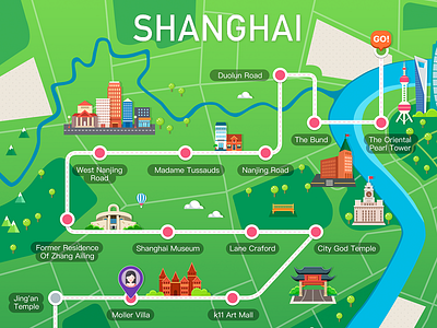 Shanghai city map city illustration map shanghai travel ui