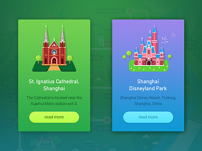 City map card city illustration map shanghai travel ui