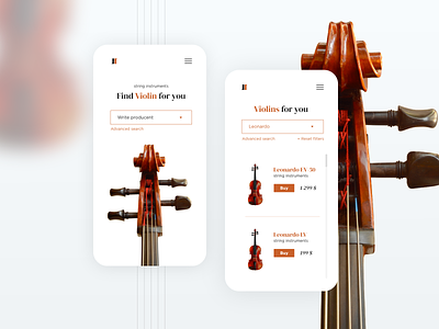 Music shop - concept brown design ecommerce instruments music ui violin