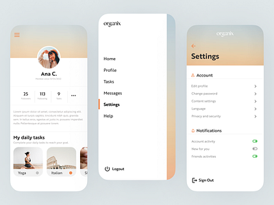 Daily UI 006 - user profile and Daily UI 007 - settings dailyui settings ui uidaily user profile