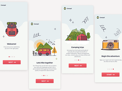 Daily UI 023 - Onboarding app camping dailyui dailyui 23 hike onboarding ui uidaily uidaily 23