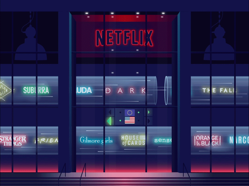 Netflix Factory after affects animation factory illustration illustrator lights motion design neon netflix shows tv series vectorart