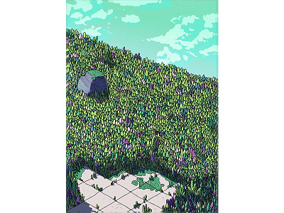 Isometric Garden background curb foliage grass illustration landscape photoshop