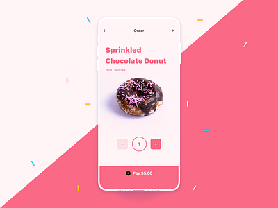 Donut Ordering UI app delivery design donut flat food mobile order photo pink product shop ui ux web