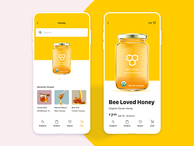Sweet Like Honey app bee cart color design ecommerce flat food honey icon mobile natural order photo product shop ui ux web