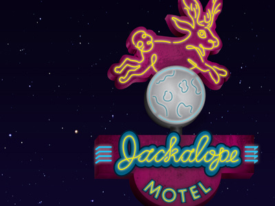 Jackalope Motel design graphic design illustration illustrations jackalope moon motel neon route 66 sign