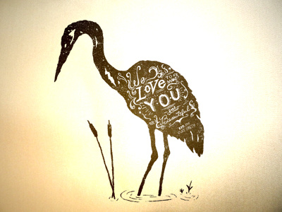 Crane Clothing Co. Shirt Back bird crane hand type illustration typography