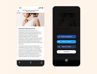 Social Share - Daily UI 010 app blog app daily 100 daily ui dailyui dailyui 010 design mobile news app reading app social share social sharing ui ui ux design uidesign