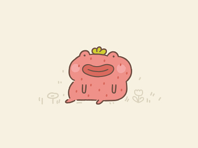 Strawberry frog cartoon doodle frog kawaii strawberry