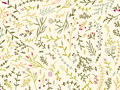 Hello Dribbble! background botany cartoon doodle grass herbs pattern