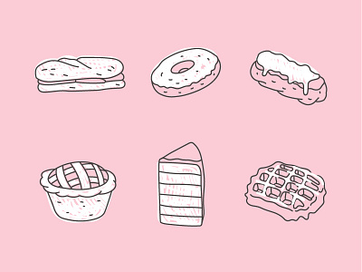 Bakery set bakery cake cartoon donut doodle eclair illustration sketch tart vector waffle