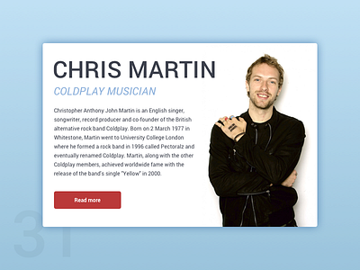 Day 31 - About Card 100dayuichallenge aboutcard chrismartin coldplay