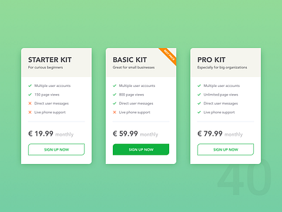 Day 40 - Pricing Table