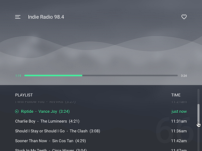 Day 66 - Radio Card 100dayuichallenge clear dark theme indie music modern music music player playlist radio card songs ui